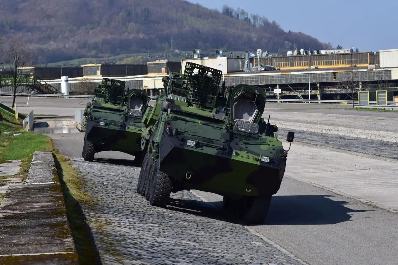 Pandur armoured vehicles from TDV on the polygon at Tatra Trucks