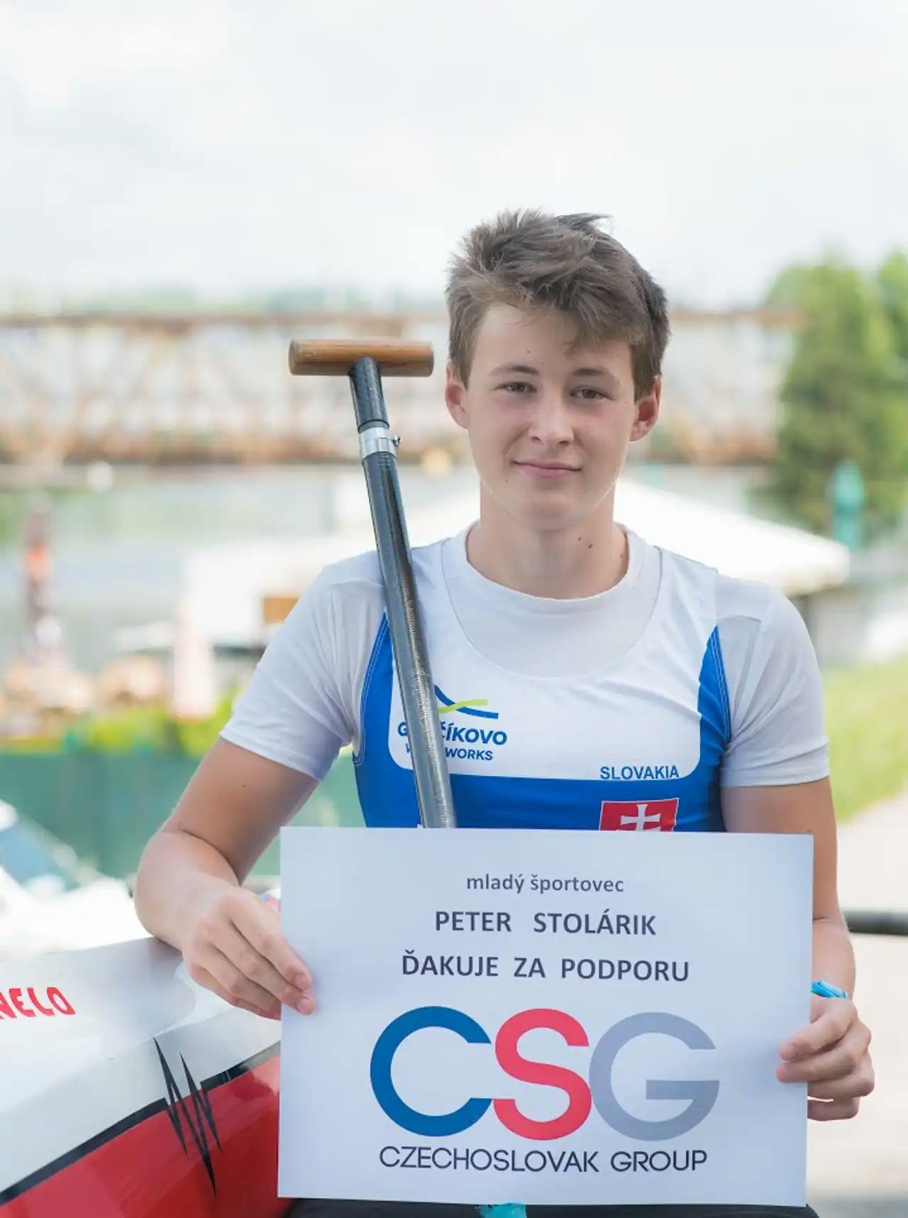 Mr. Peter Stolárik from MSM Martin is also a coach of his 15 years old son Peter, a speed canoeist, who is a member of the Slovak national cadet team. Thanks to sponsorship, Peter can buy a new boat.